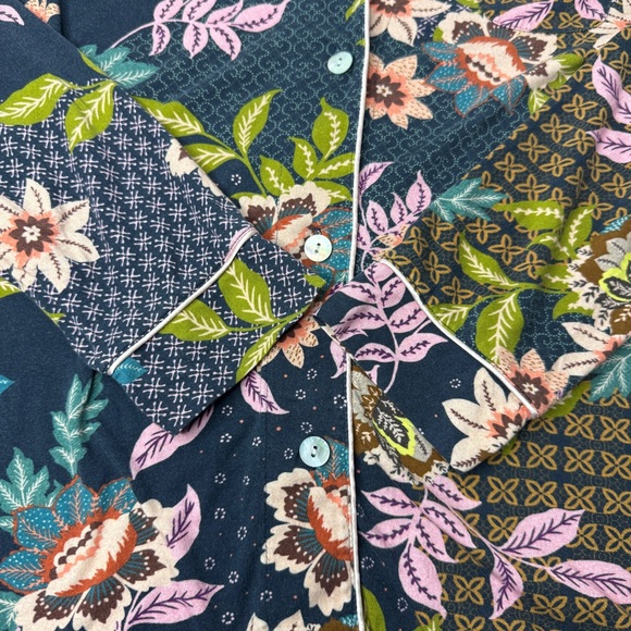 JOHNNY WAS The Carly PJ Set Pajamas Floral Navy Pink Green Size XL - Picture 9 of 15